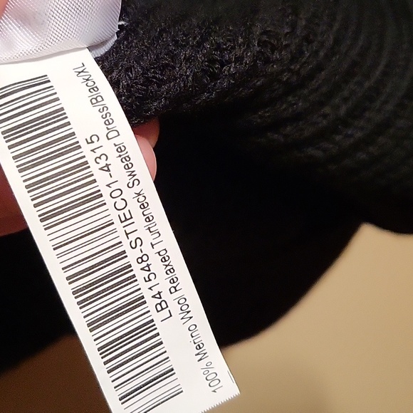 Quince Merino Wool Turtleneck Sweater Dress in Silver Birch & Black & Heather Gr - Picture 9 of 13